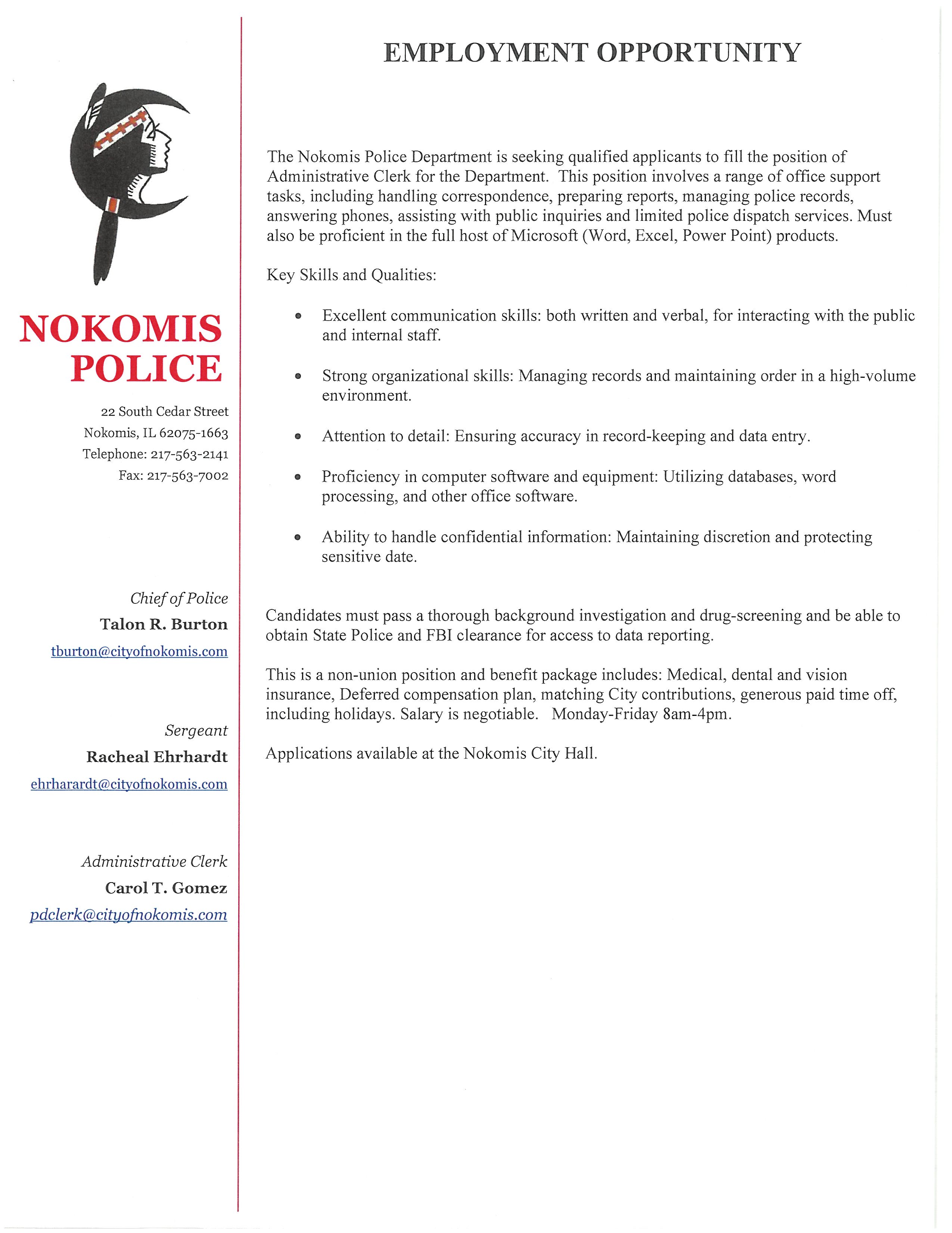 PD Job opening